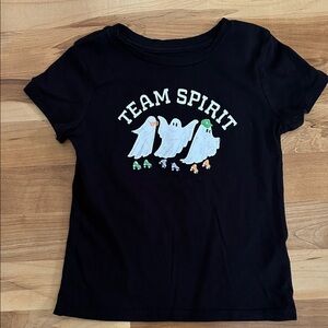 Old Navy Black Tee with 'Team Spirit' Ghost Graphic 6-7